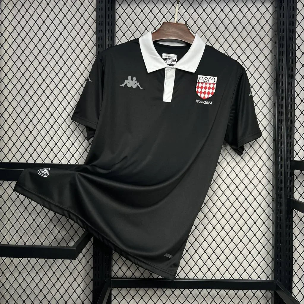 AS Monaco Football Black Shirt 2024 2025